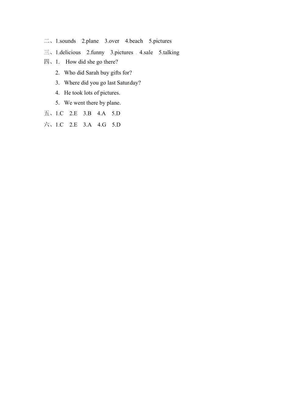 【分层训练】六年级下册英语一课一练Unit3Wheredidyougo课时3人教PEP版-含答案.pdf_第3页