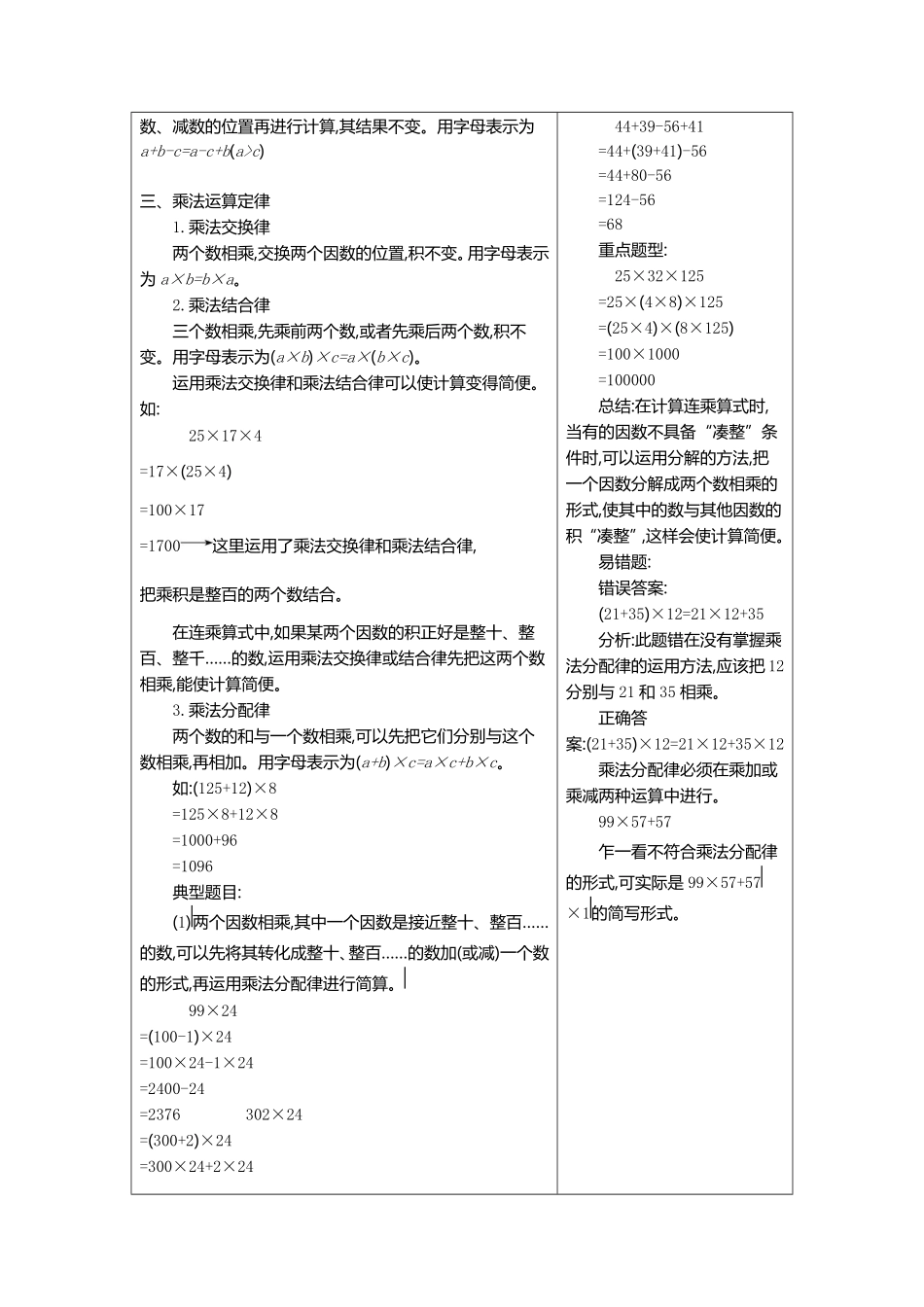 人教版数学四年级下册3.运算定律测试试卷含答案.pdf_第2页