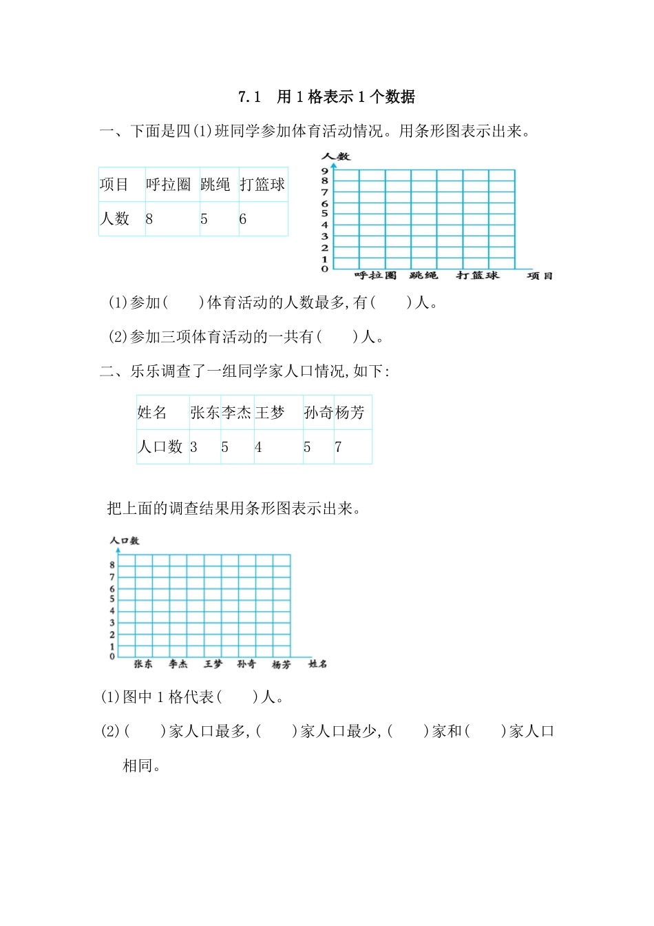 人教版数学四年级上册7.1用1格表示1个数据测试试卷含答案.pdf_第1页