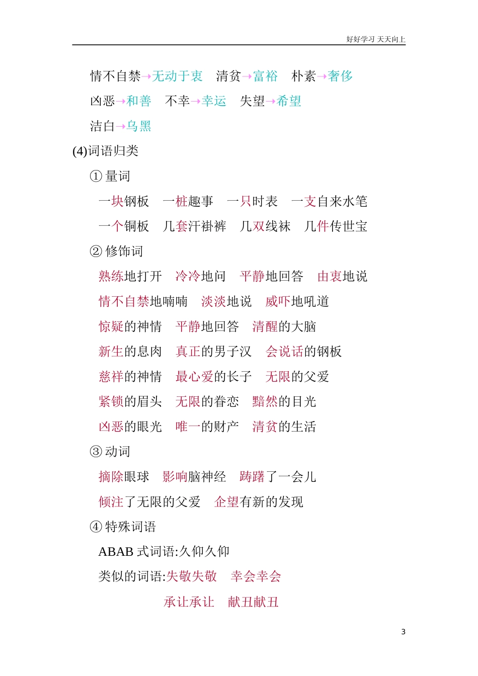 人教部编版版小学语文五年级下册第四单元知识小结含答案.docx_第3页
