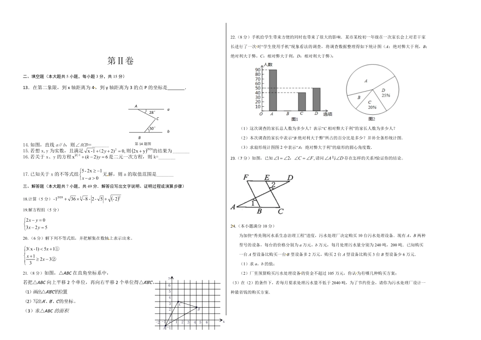 01【人教版】七年级下册期末数学试卷（含答案）.pdf_第2页