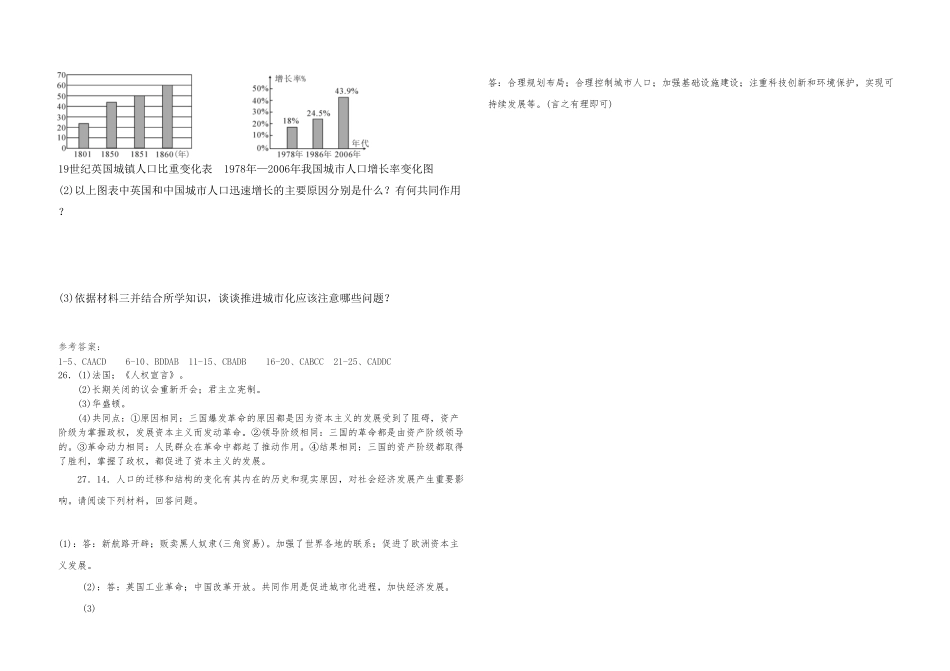 03.部编版人教版九年级上册历史综合试卷含答案.pdf_第3页