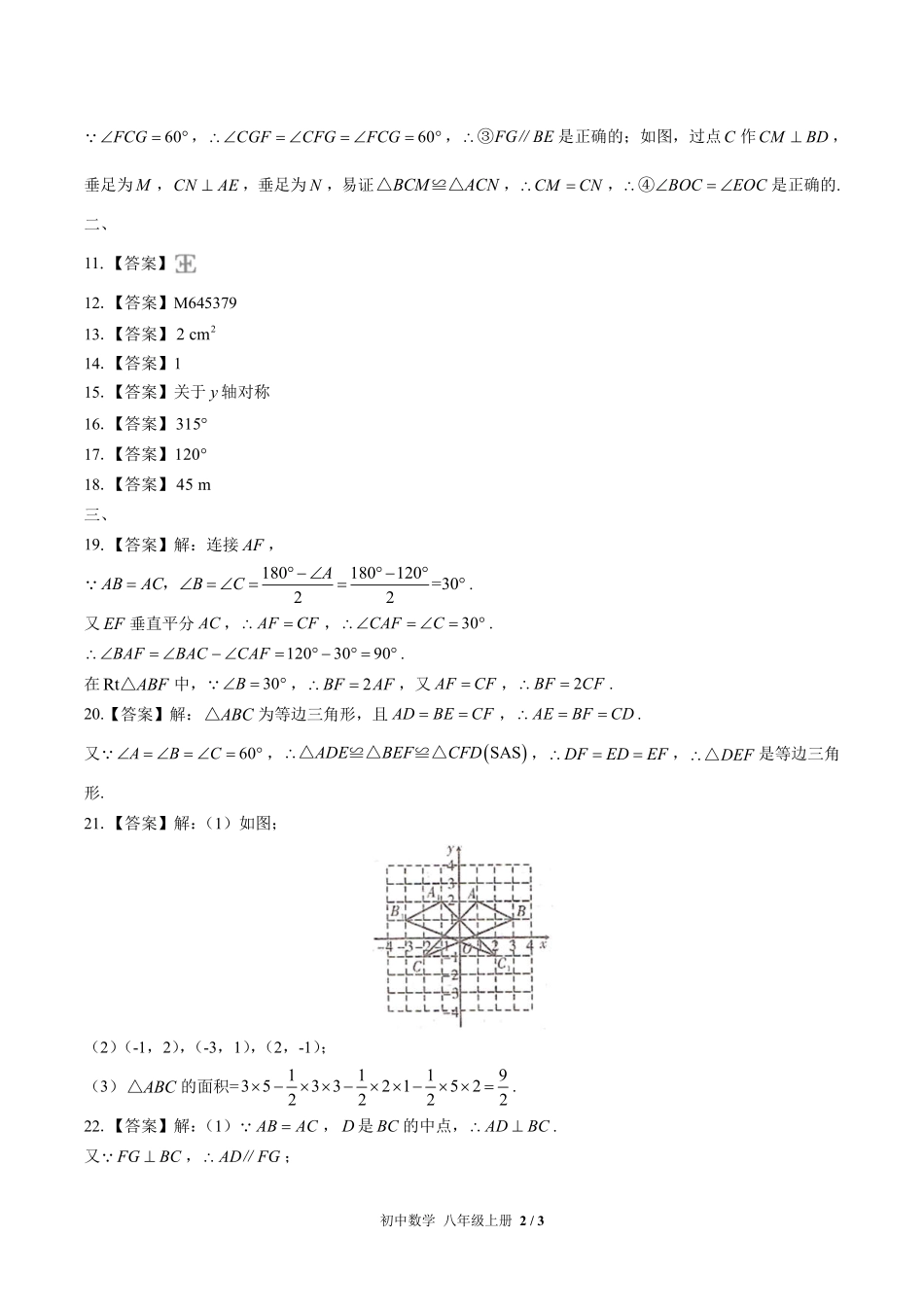 672-人教版-初中数学八年级上册期末专项复习—轴对称含答案在前.pdf_第2页