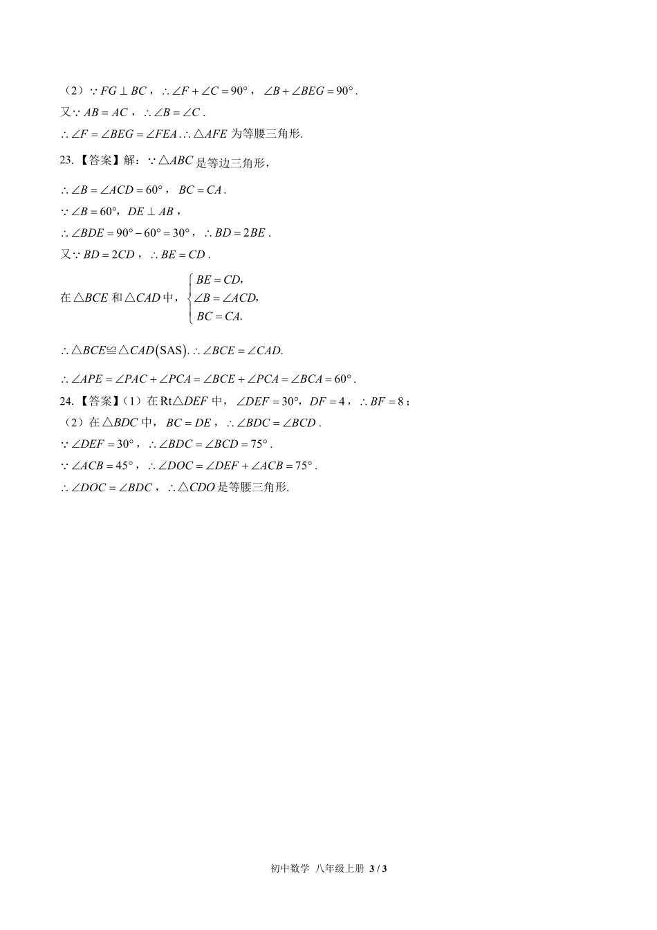 672-人教版-初中数学八年级上册期末专项复习—轴对称含答案在前.pdf_第3页