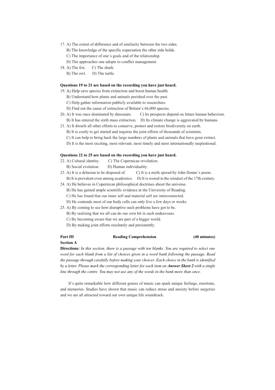 2024年6月英语六级真题及答案-第1套.pdf_第3页