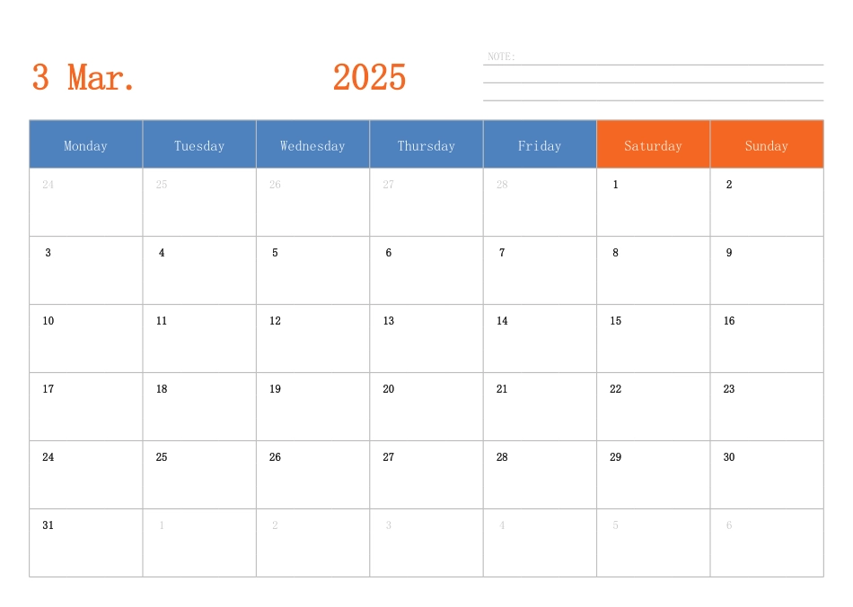 2025年日历台历 英文版 横向排版 周一开始2.pdf_第3页