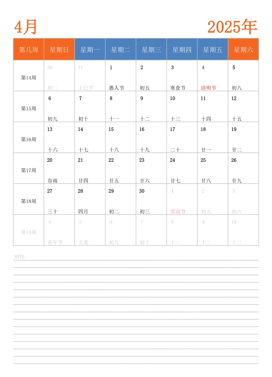 2025年日历台历 中文版 纵向排版 带周数 带节假日调休 周日开始(2).pdf_第3页