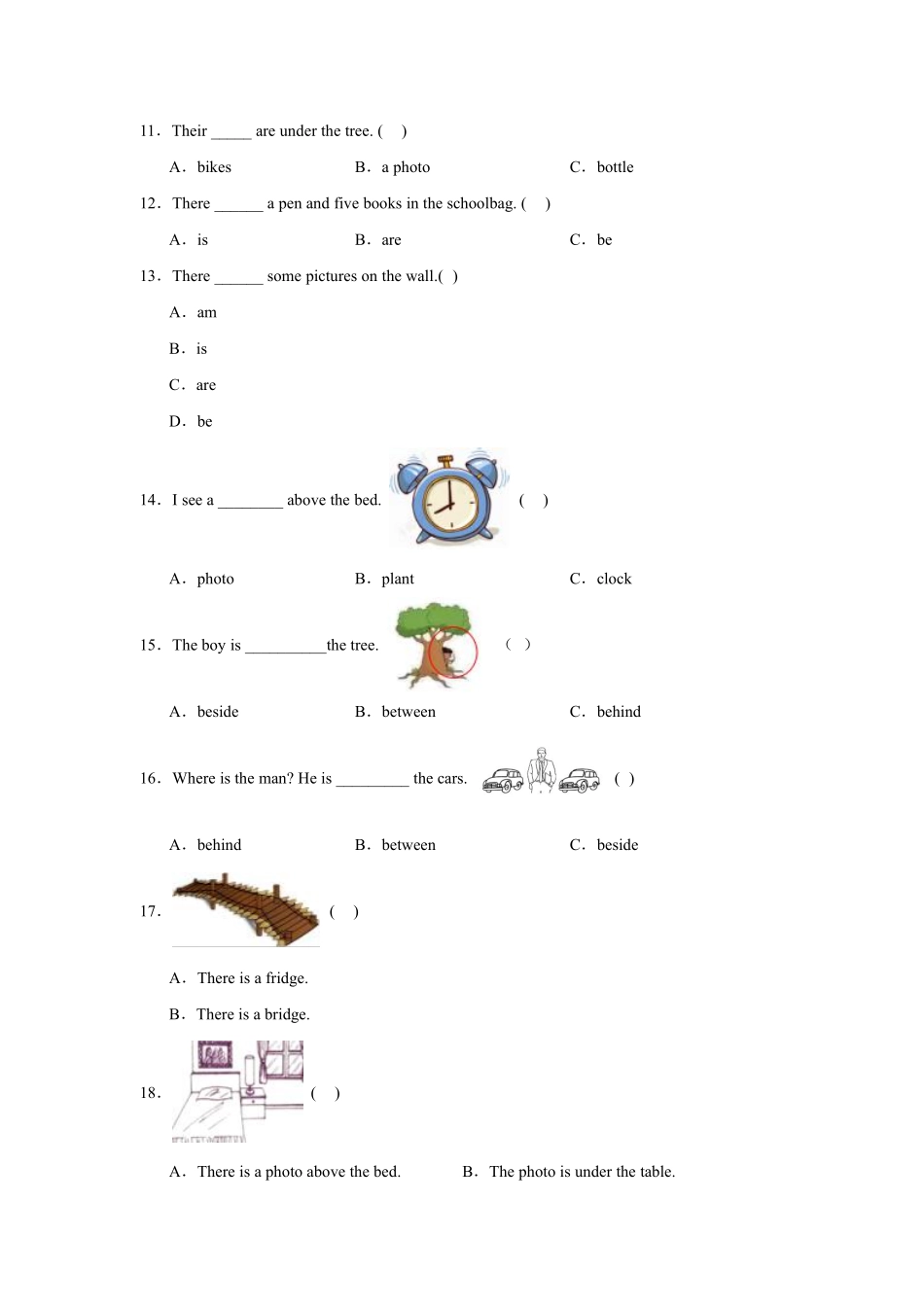 Unit 5 There is a big bed 题型专练 选择人教PEP版2024含答案.pdf_第2页