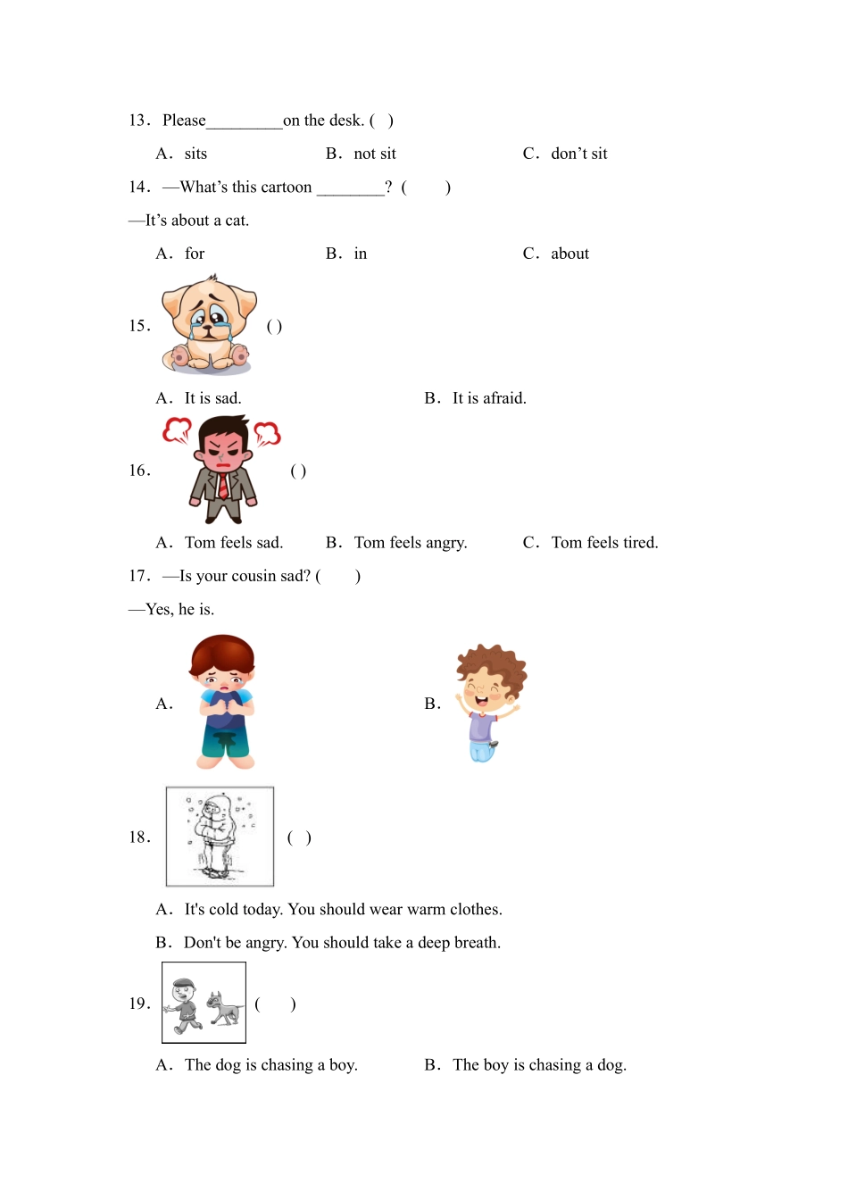 Unit 6 How do you feel 题型专练 选择人教PEP版2024英语6含答案.pdf_第2页