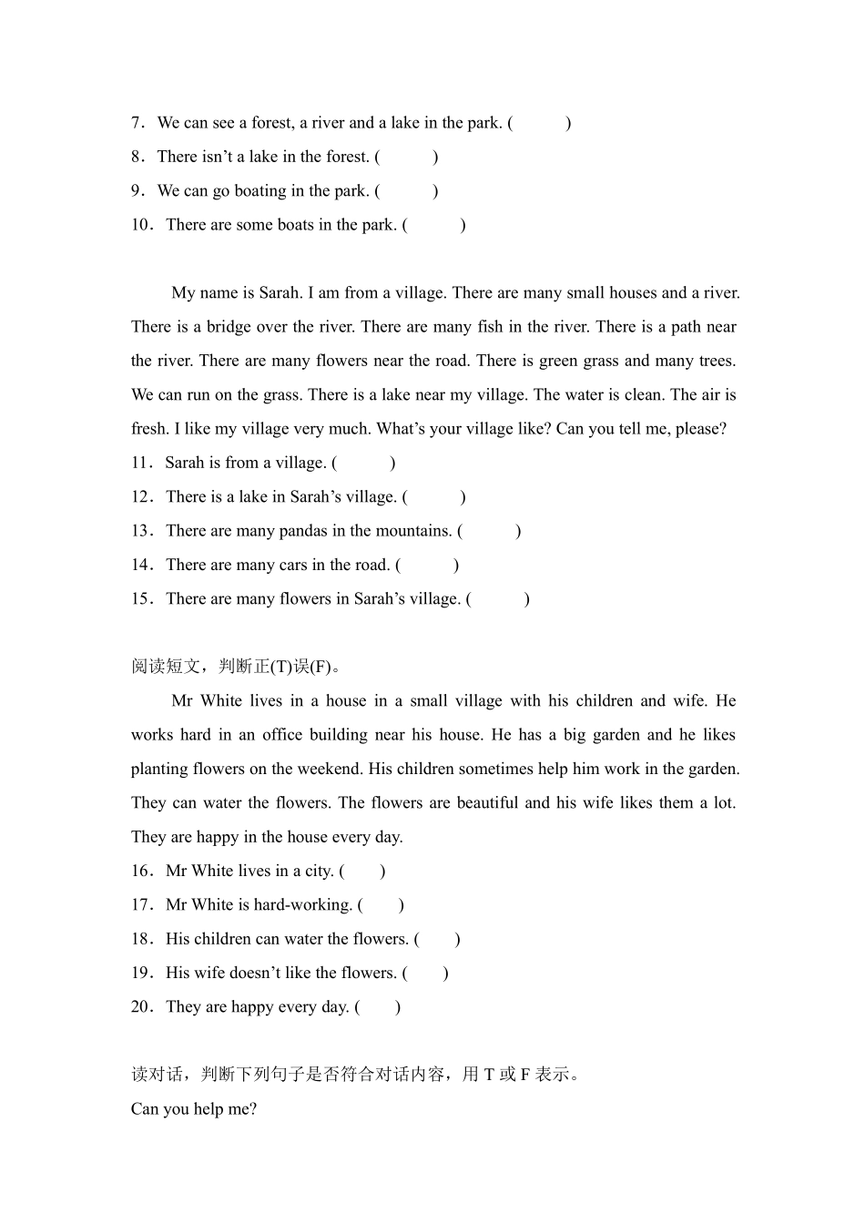 Unit 6 In a nature park 题型专练 阅读理解人教PEP版2024含答案.pdf_第2页