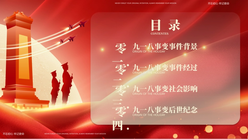红色人民英雄纪念碑背景的“勿忘国耻吾辈当强”爱国主义教育PPT模板.pptx_第2页