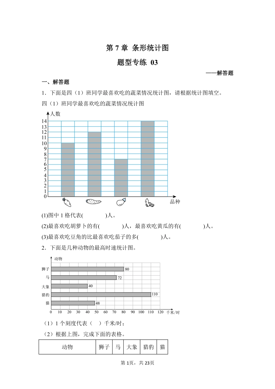 第7章条形统计图题型专练03-人教版数学四年级上册测试练习试卷含答案.pdf_第1页