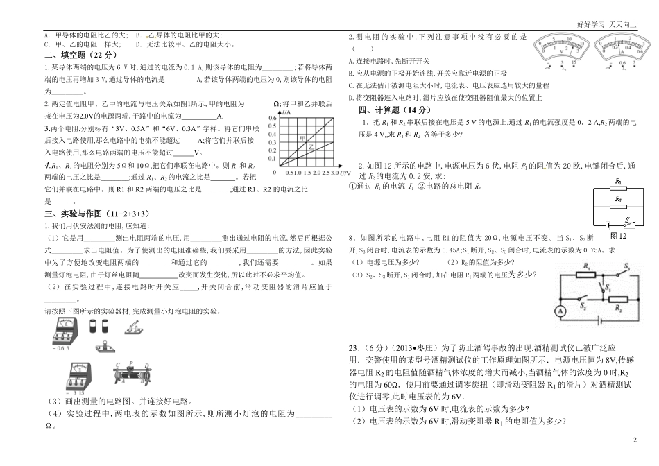 人教版九年级物理第十七章欧姆定律检测试题含答案.pdf_第2页