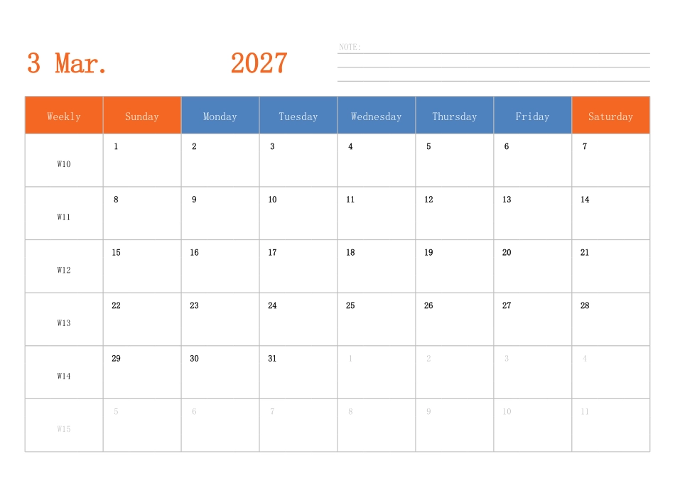 日历表2027年日历 英文版 横向排版 周日开始 带周数.pdf_第3页