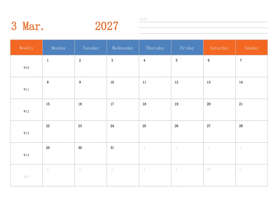 日历表2027年日历英文版横向排版周一开始带周数.pdf_第3页