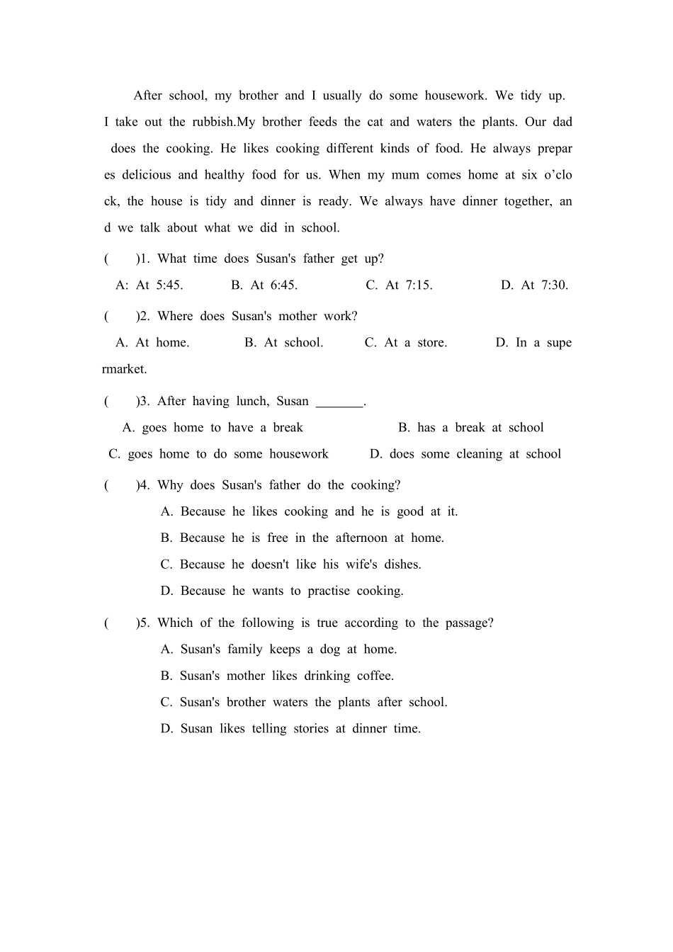 英语人教版20247年级上册Unit6ADayintheLifeSection6含答案.pdf_第3页
