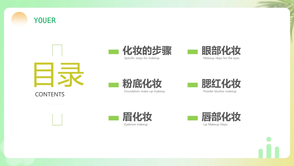 绿色女模特背景的化妆知识技巧培训模板.pptx_第2页
