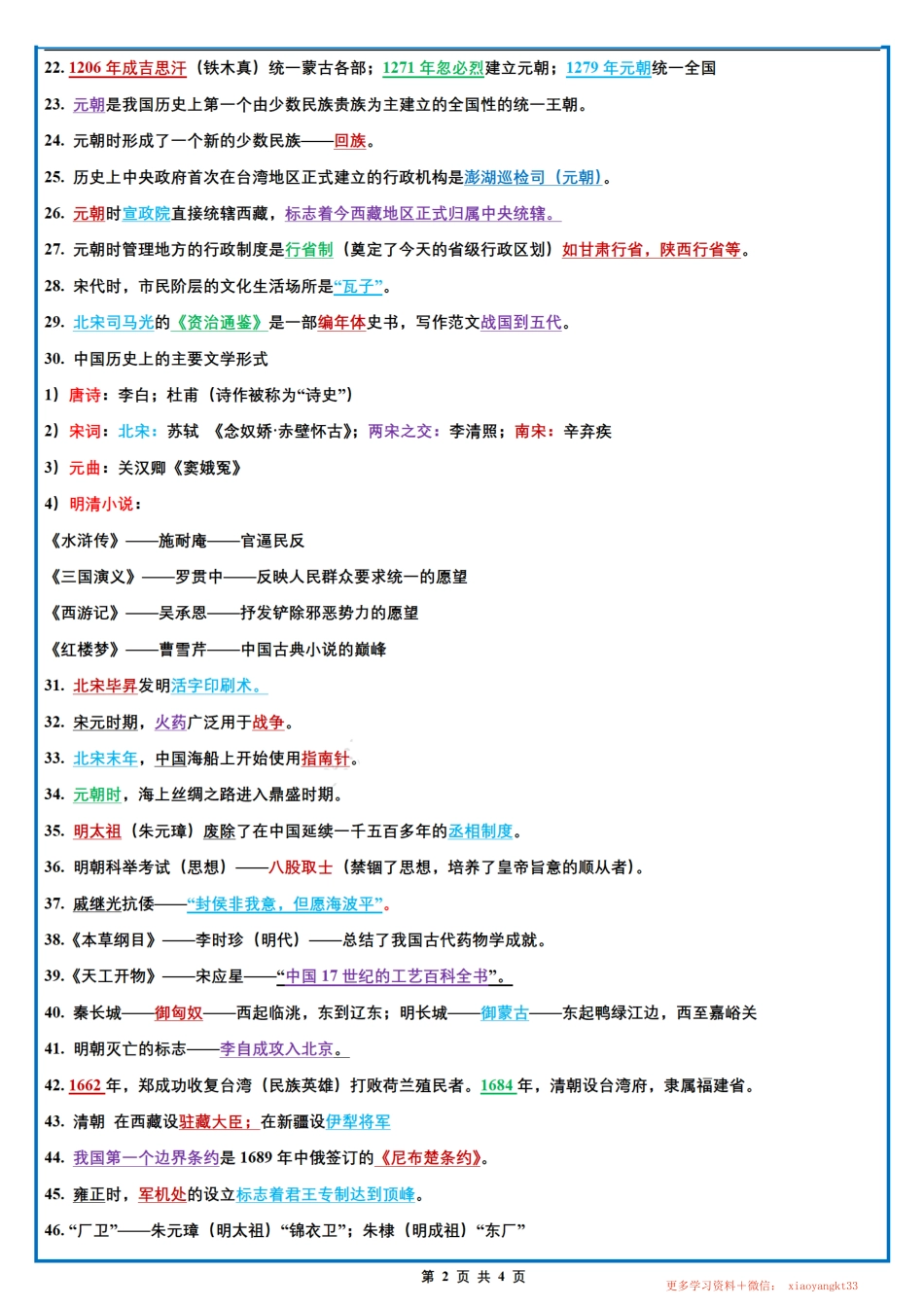 【七下历史】期末54个必背要点（人教部编版）.pdf_第2页