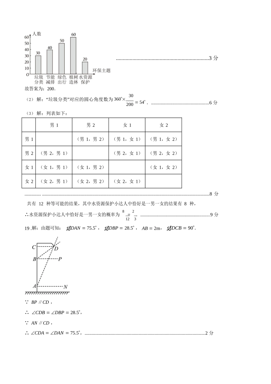 【数学】2025年中考第一次模拟参考答案.docx_第2页