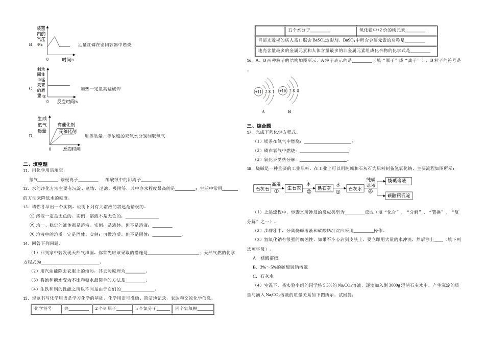【一轮复习】中考化学专题训练2023年中考化学重难点突破——身边的化学物质1.docx_第2页