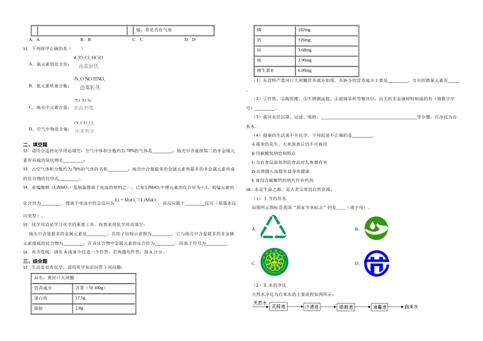 【一轮复习】中考化学专题训练2023年中考化学重难点专题训练——化学的基本常识.docx_第2页