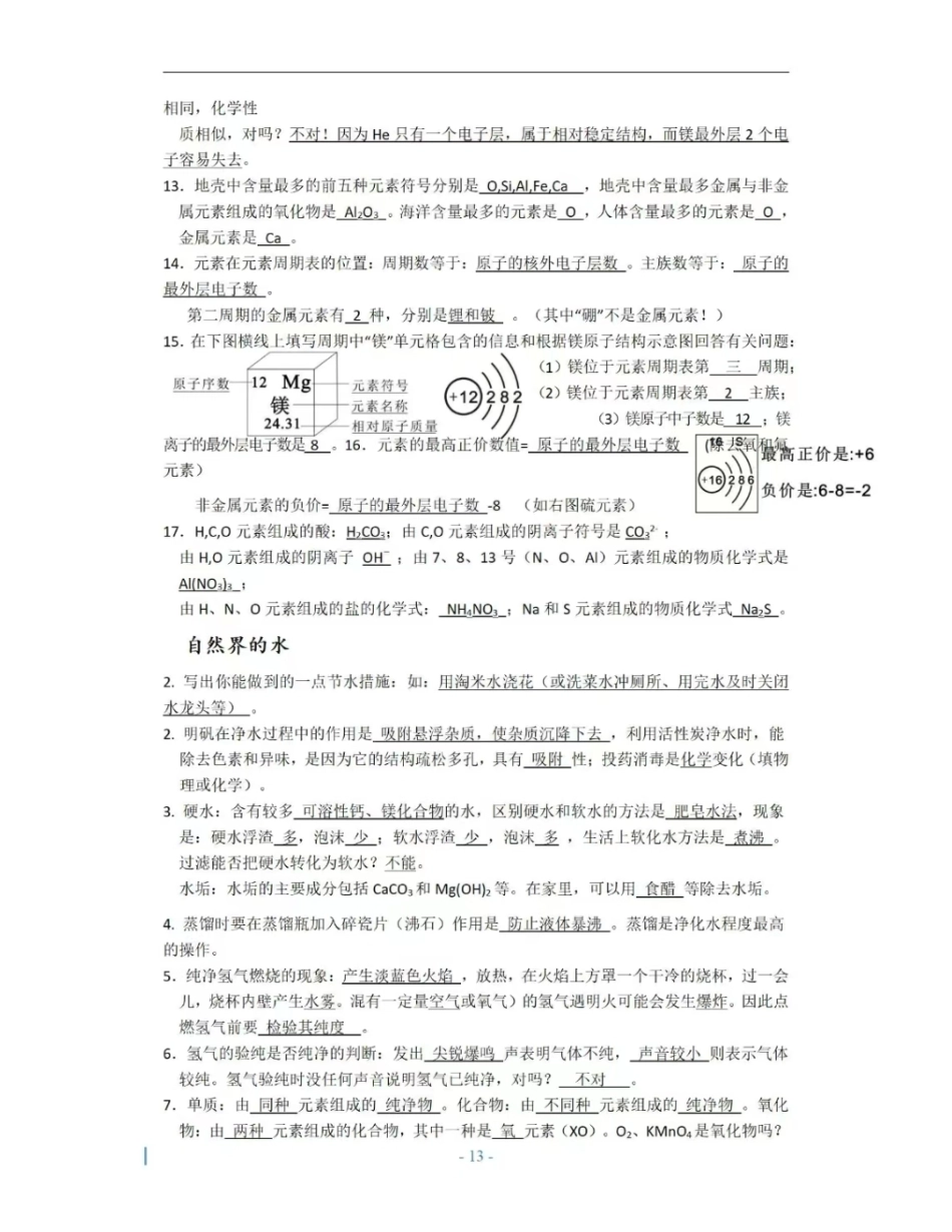 【中考化学知识点梳理】初中化学默写版答案解析.pdf_第3页