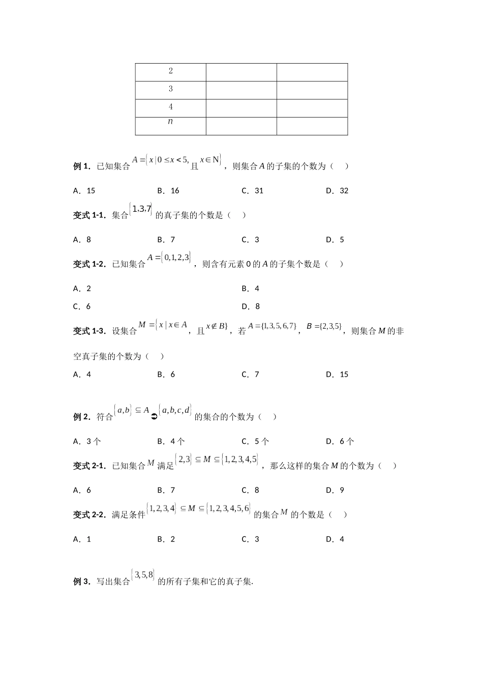 2023年初升高暑假衔接数学讲练（人教A版2019）-1.2 集合间的基本关系（讲义）原卷版.docx_第2页