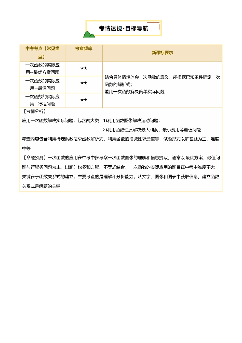 2025年中考数学一轮讲练测-第11讲 一次函数的应用(讲义，考点+15种题型)(原卷版).docx_第3页