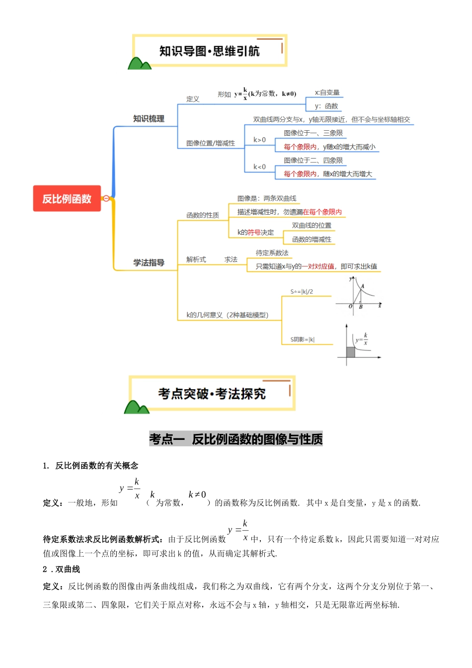 2025年中考数学一轮讲练测-第12讲 反比例函数的图像、性质及应用(讲义，3考点+4命题点18种题型(含4种解题技巧))(原卷版).docx_第3页
