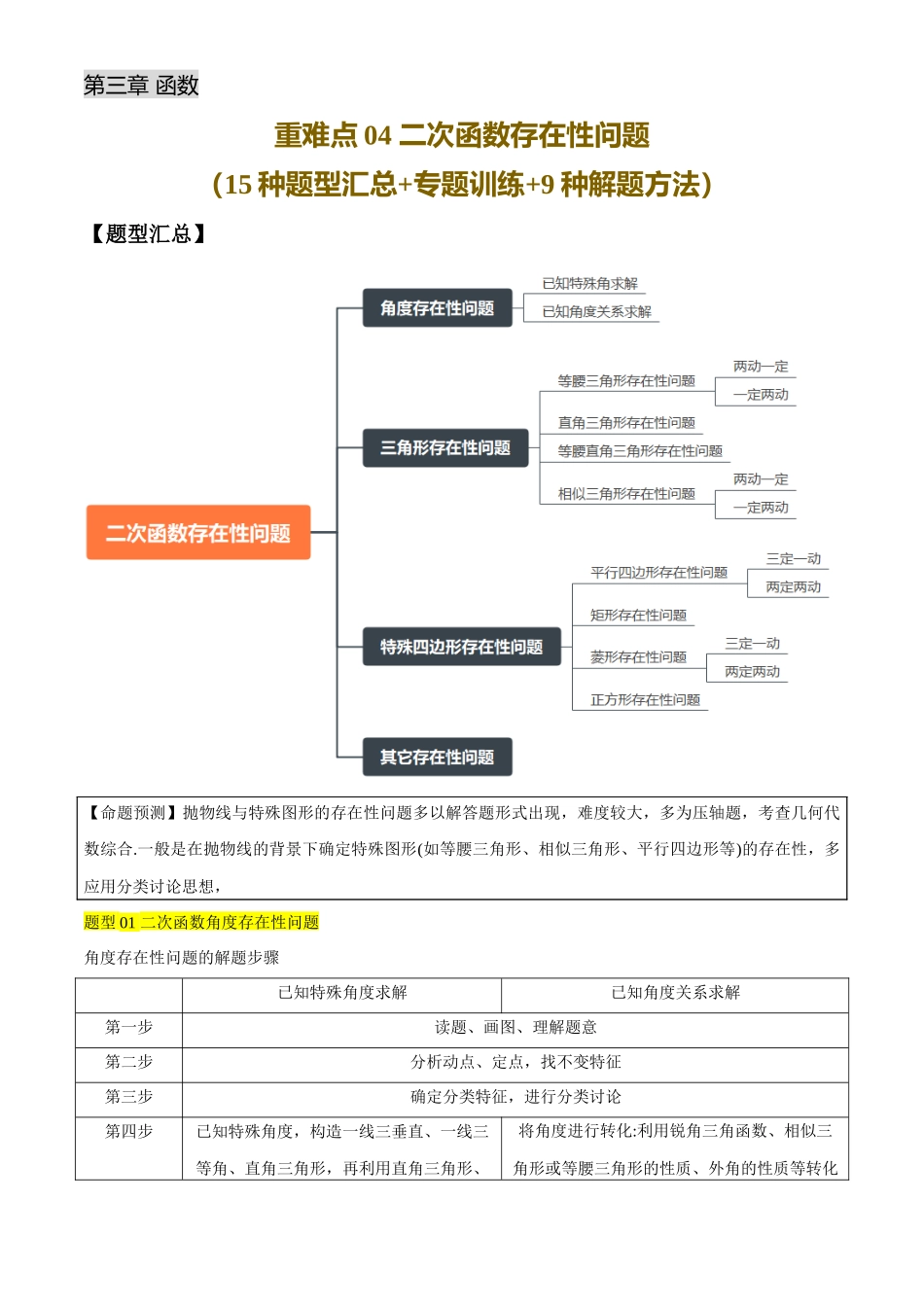 2025年中考数学一轮讲练测-重难点04 二次函数的存在性问题(15种题型汇总+专题训练+9种解题方法)(解析版).docx_第1页