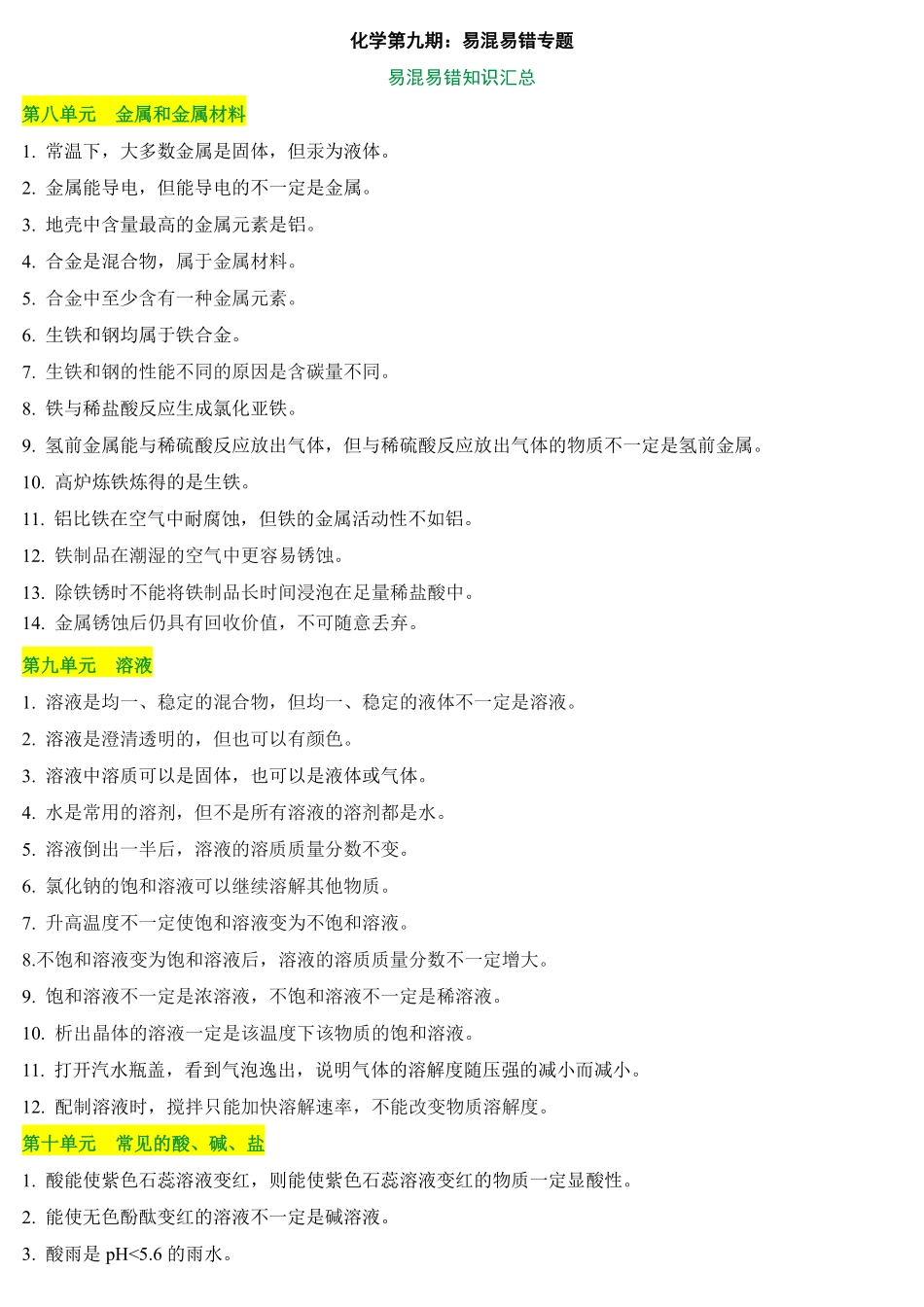 2025万唯中考冲刺营化学-化学第9期：易混易错汇总pdf.pdf_第1页