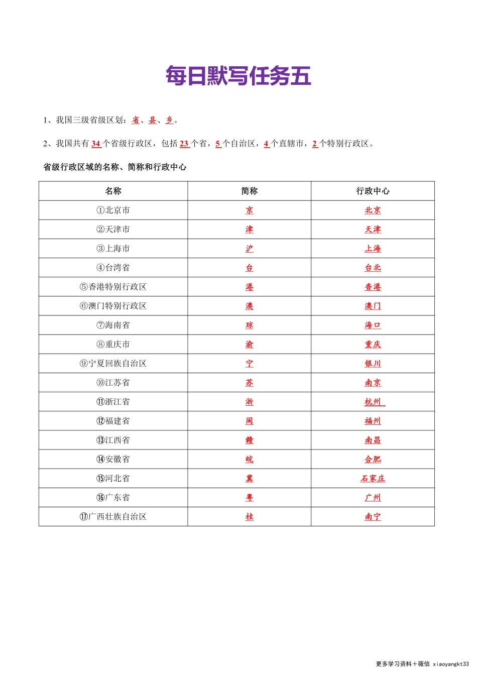 八年级上册地理每日默写任务（答案） .pdf_第3页