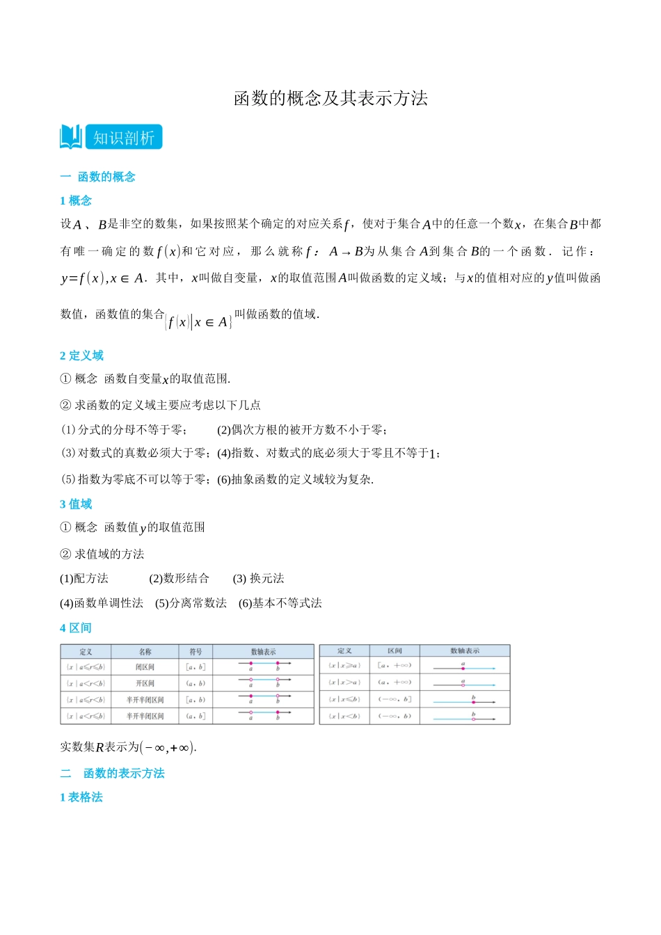 初三升高一数学暑假衔接讲义-3.1函数的概念及其表示方法-(必修第一册) (学生版).docx_第1页