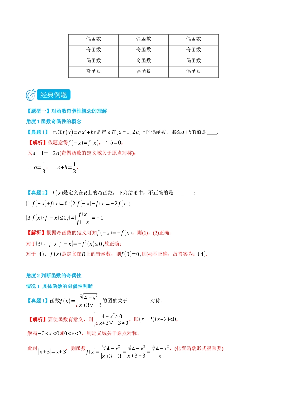 初三升高一数学暑假衔接讲义-3.3 函数的奇偶性-(必修第一册) (教师版).docx_第2页