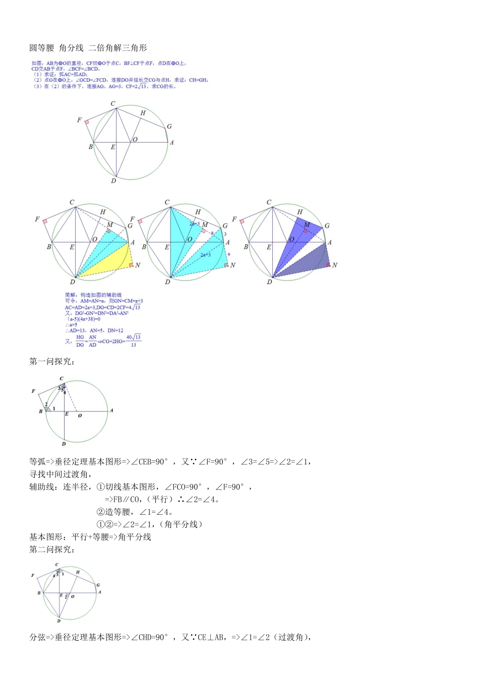 初中数学58种模型-34、圆等腰 角分线 二倍角解三角形.pdf_第1页
