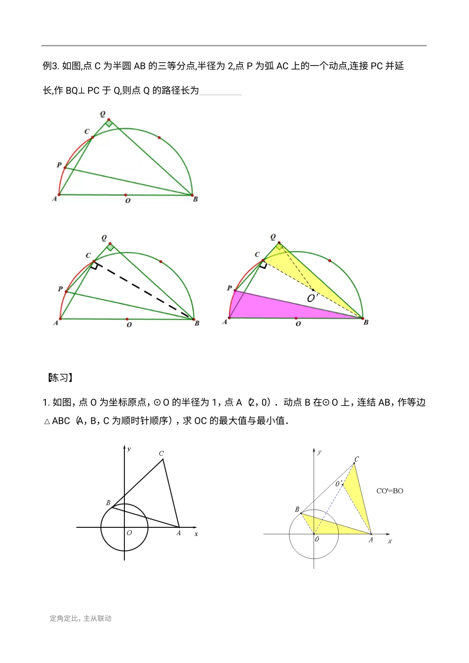 初中数学58种模型-50、瓜豆原理（旋转相似）——曲线轨迹.pdf_第3页