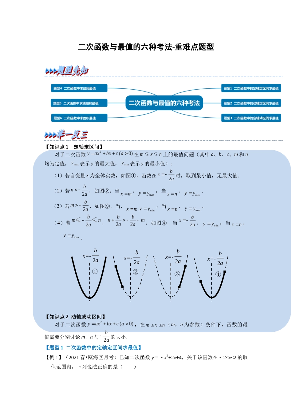 初中数学大招-51 二次函数与最值的六种考法-重难点题型.docx_第1页