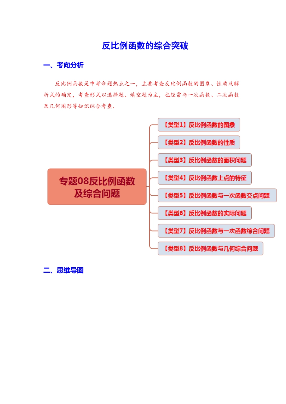 初中数学大招-61 反比例函数的综合突破.docx_第1页