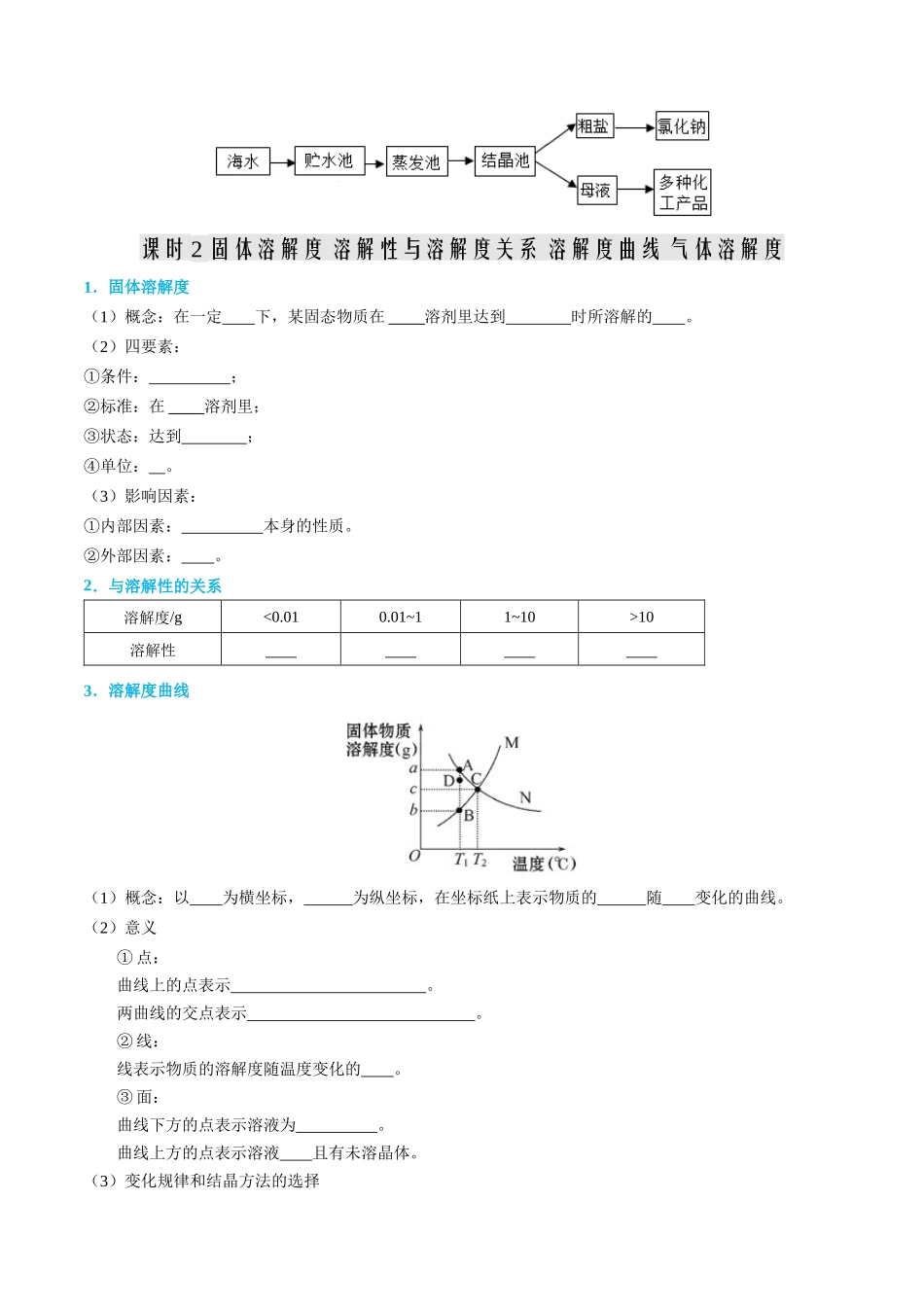 第02讲 溶解度-【寒假自学课】2024年九年级化学寒假提升学与练（人教版）（原卷版）.docx_第3页