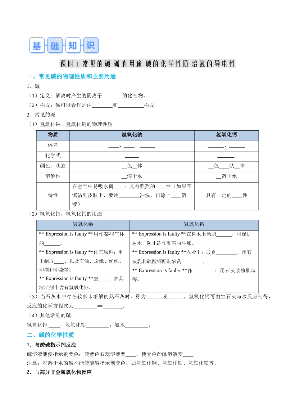 第05讲 常见的碱  中和反应-【寒假自学课】2024年九年级化学寒假提升学与练（人教版）（原卷版）.docx_第2页
