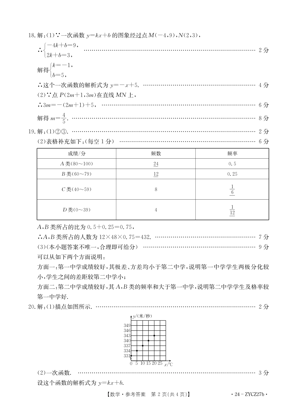 广东江门市2024年八年级下学期7月期末考试数学答案.pdf_第2页