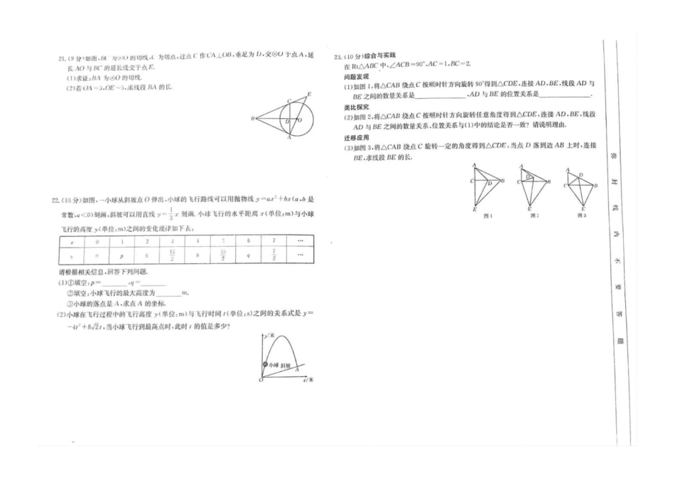 河南省开封市杞县2025届九年级下学期第一次月考数学试卷（图片版）.pdf_第3页