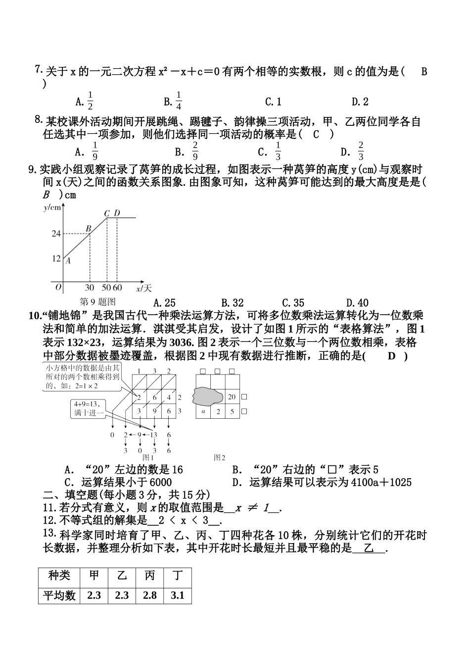 河南省信阳市淮滨县2025届初中学业水平考试第一次学情调研测试数学试卷.docx_第2页