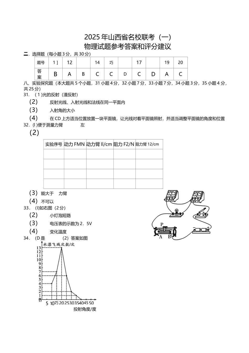 理综答案+2025年山西省名校联考(一).docx_第3页