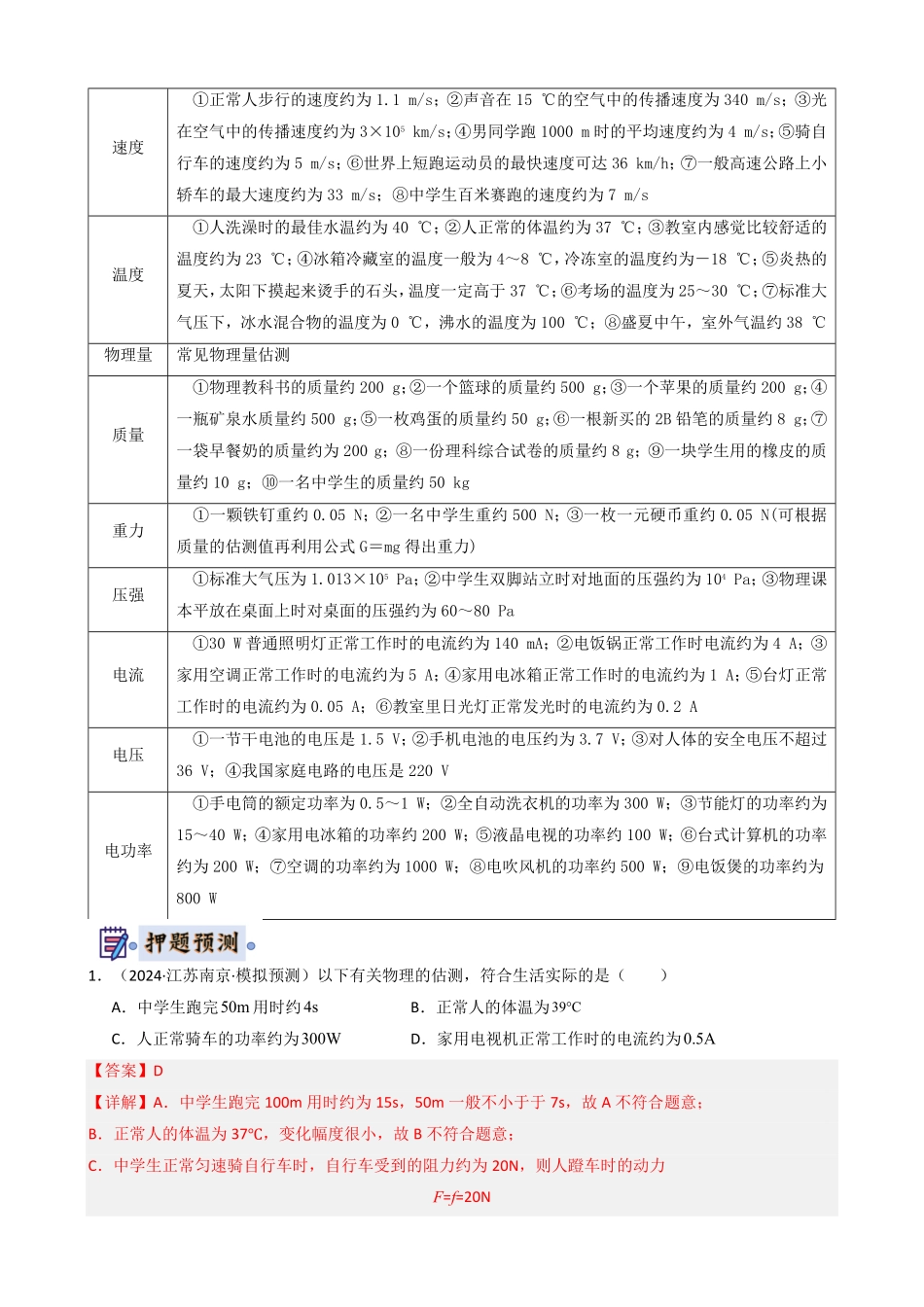 物理（江苏通用）-2024年中考终极押题猜想（解析版）.pdf_第3页