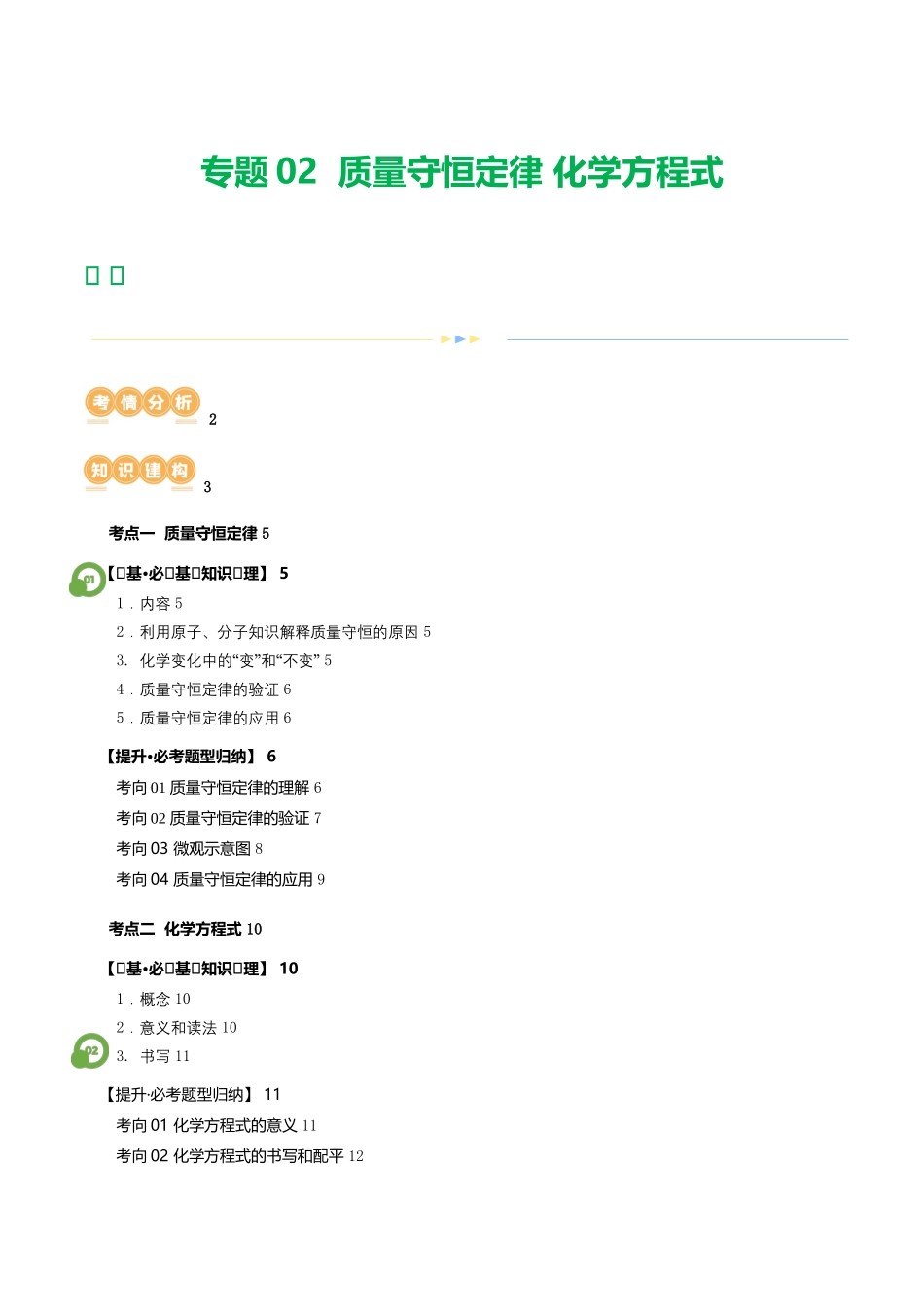 专题02 质量守恒定律 化学方程式（讲义）（原卷版）--2024年中考化学一轮复习讲练测（全国通用）.docx_第1页