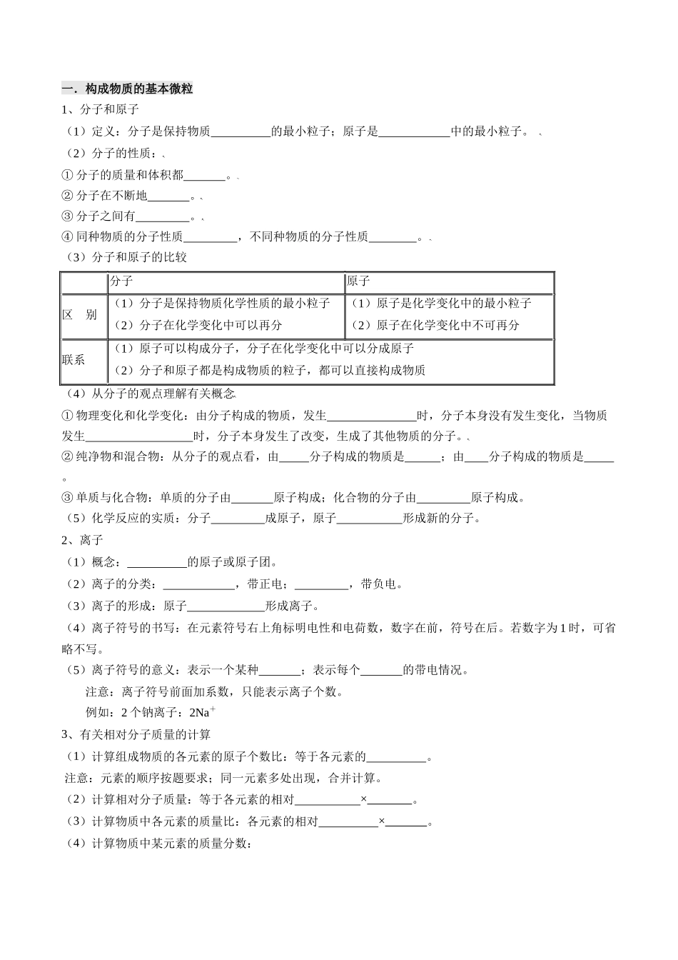 专题03  构成物质的微粒 化学式与化合价（原卷版）-【寒假自学课】2024年九年级化学寒假提升学与练（沪教版）.docx_第2页