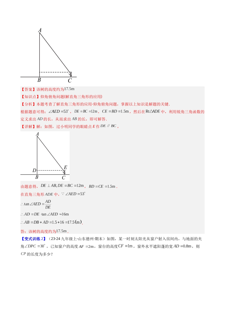 专题08 解直角三角形的应用仰俯角的四种考法（解析版）-2025数学常考压轴题上册九年级湘教版.docx_第3页