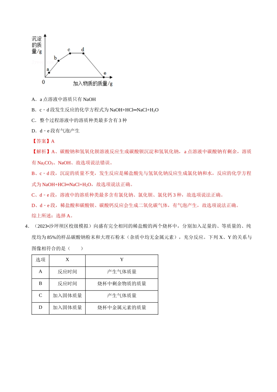 专题11 坐标曲线图（解析版）-2024年中考化学总复习高频考点必刷题（全国通用）.docx_第3页