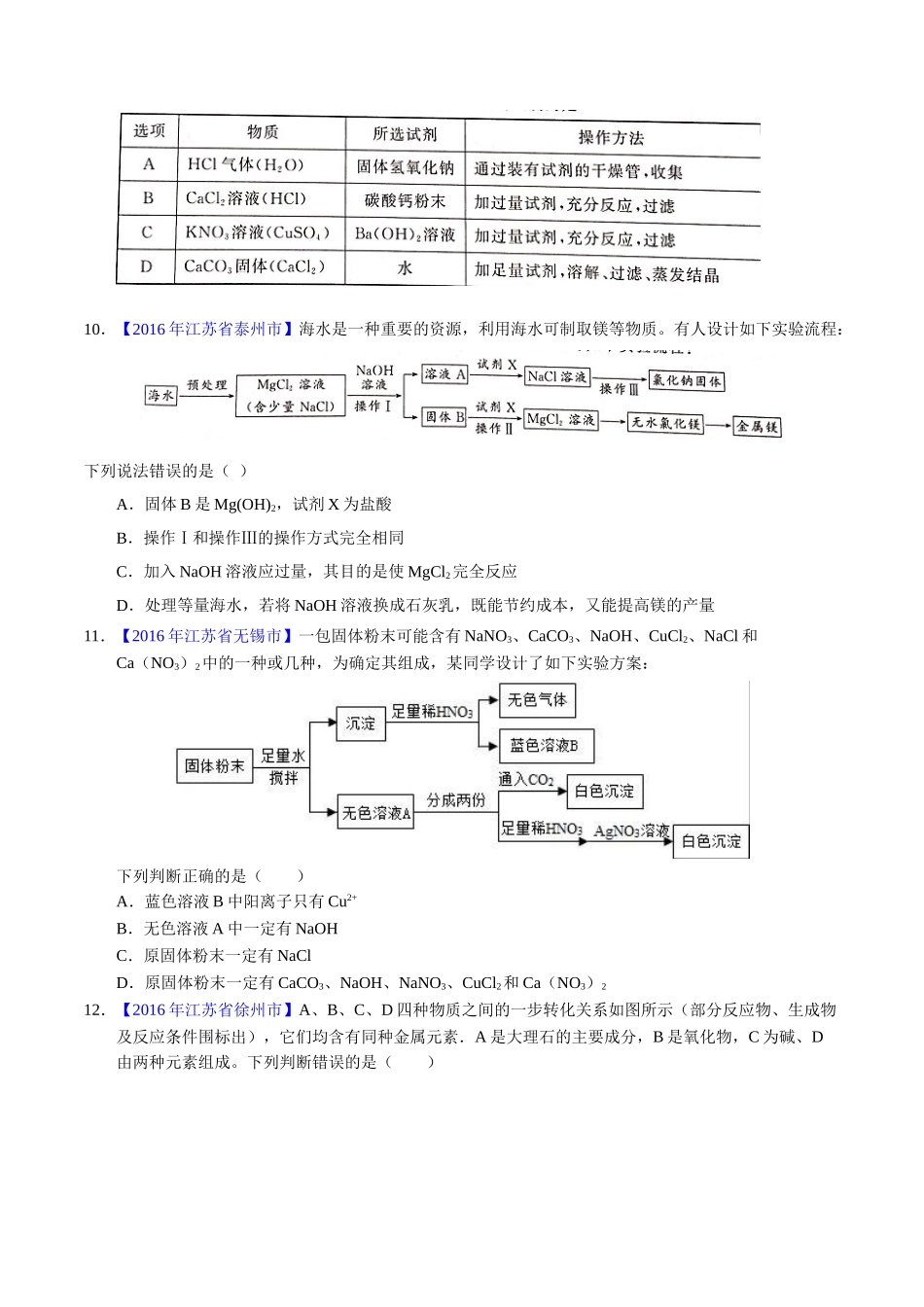 专题11.1 生活中常见的盐（第01期）-2016年中考化学试题分项版解析汇编（原卷版）.doc_第2页